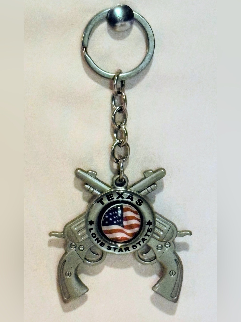 Texas Lone Star State Silver Flag Keychain